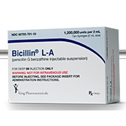 Bicillin® LA, 1.2mmu, 21G Syringe, 2mL, 10 Syringes/Tray