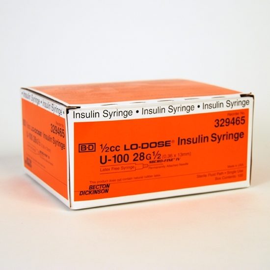 0 5cc Insulin Syringe 28g X 1 2 Micro Fine Lo Dose 100 Box Mcguff Medical Products