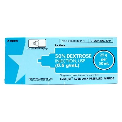 Dextrose 50%, Luer-Jet Prefilled Syringe, Needleless, Luer-Lock, 10/Tray