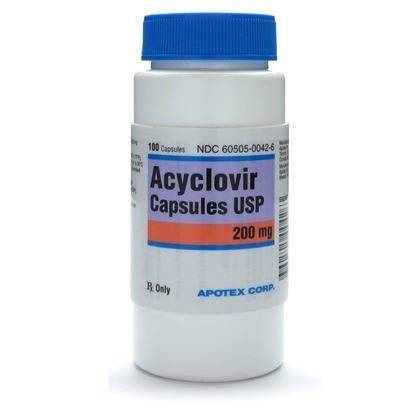 Acyclovir, 200mg, 100 Capsules/Bottle