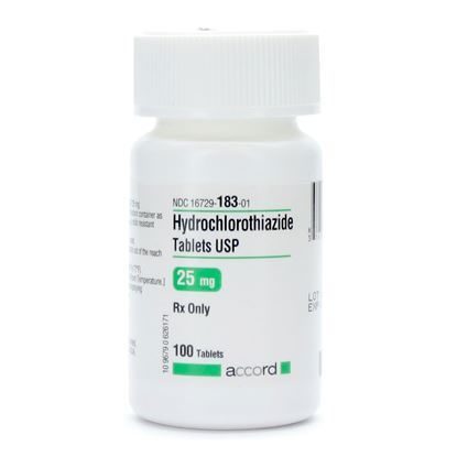Hydrochlorothiazide (Hctz), 25mg,  100 Tablets/Bottle