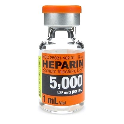 Heparin Sodium,  5,000U/mL, MDV, 1mL, 25 Vials/Tray