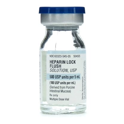 Heparin Lock Flush, Glass, 100u/mL, MDV, 5mL/Vial