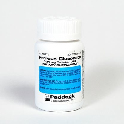 Ferrous Gluconate, 324mg, 100 Tablets/Bottle