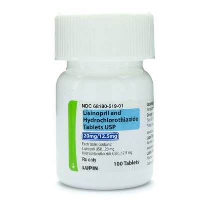 Lisinopril/HCTZ, 20/12.5mg, 100 Tablets/Bottle