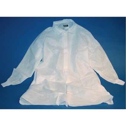 Lab Coat, Basic,  Small, Unisex, Button Front, Knee Length, Poly/Cotton, White, Each
