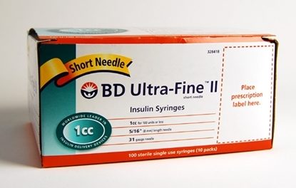 1cc Insulin Syringe, 31G x 8mm", Ultrafine, BD Ultra-Fine II™, 100/Box