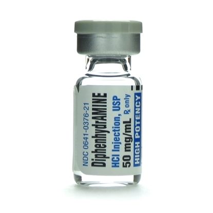 Diphenhydramine HCl, 50mg/mL, SDV, 1mL, 25 Vials/Tray