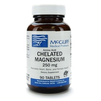 Chelated Magnesium AA, Glass, 250mg/Tablet, 90 Tablets/Bottle