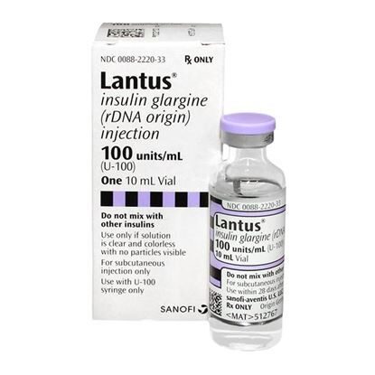 Insulin Lantus®, (Insulin Glargine Injection), 100u/mL, MDV, 10mL Vial