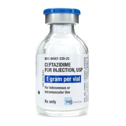 Ceftazidime for Injection, 1gm/Vial, SDV, 25 Vials/Tray
