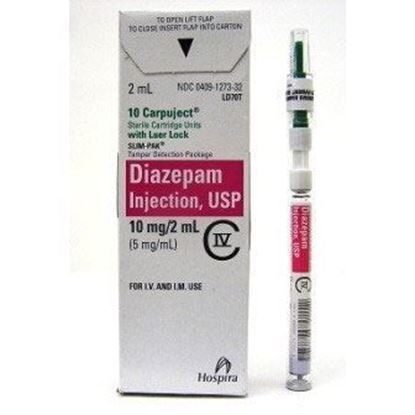 Diazepam [C-IV], 5mg/mL, 2mL, 10 Carpujects/Tray
