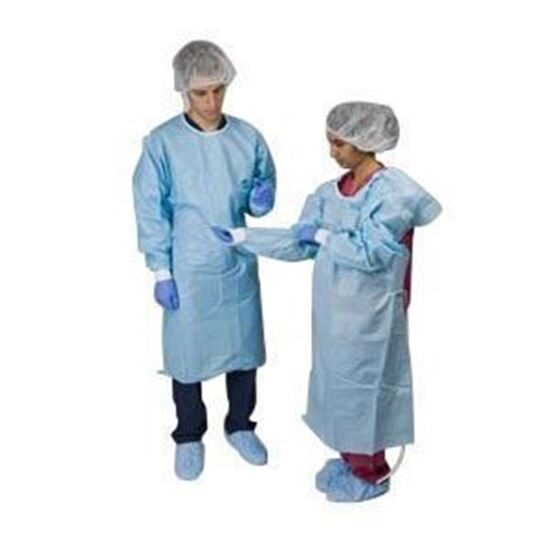 ChemoBlock Procedure Gown  Disposable Medium  Blue Knitted Cuff  24Case