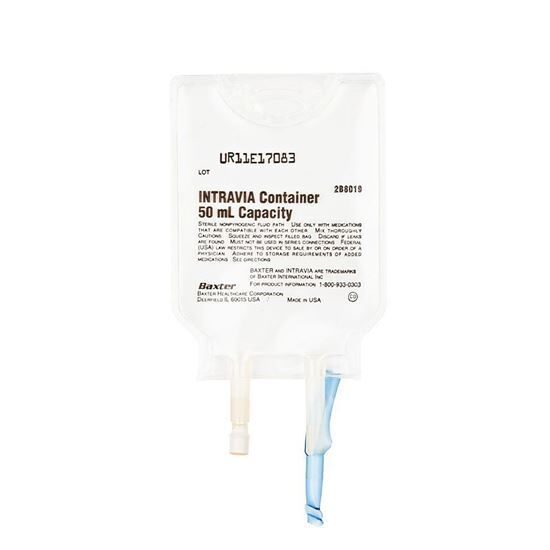 Container Empty IV Bag INTRAVIA PVC Ports NonDEHP 50mL 48Case