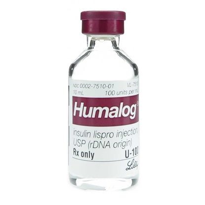 Insulin, Humalog®, (Insulin lispro injection [rDNA origin] injection), 100u/mL, SDV, 10mL Vial, Refrigerated