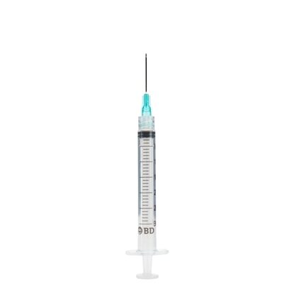 3cc Syringe, 23G x 1", Luer Lock,   BD Luer-Lok™, BD PrecisionGlide™, 100/Box