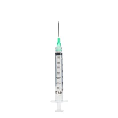 3cc Syringe, 21G x 1", Luer Lock,   BD Luer-Lok™, BD PrecisionGlide™, 100/Box