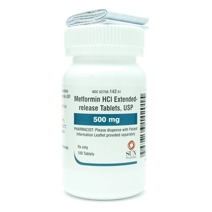 Metformin HCl ER, 500mg, 100 Tablets/Bottle