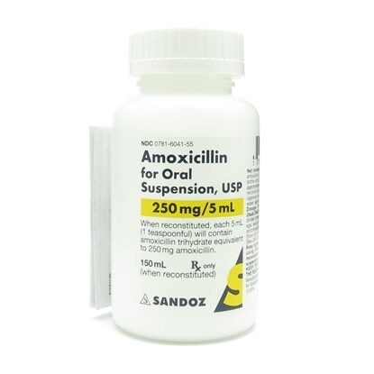 Amoxicillin, 250mg, Powder, Suspension, 150mL Bottle