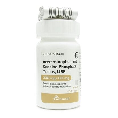 Acetaminophen/Codeine [C-III], 300/30mg, 100 Tablets/Bottle