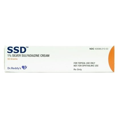 Silver Sulfadiazine, 1%, Cream, 50gm Tube