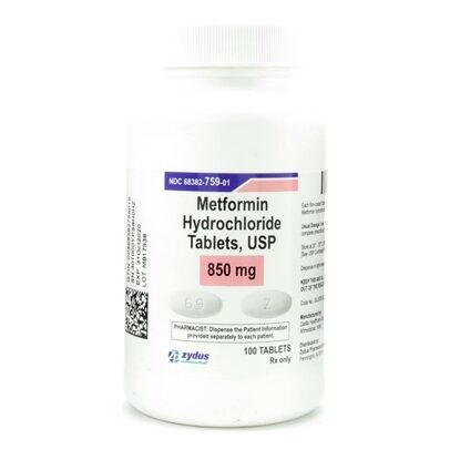 Metformin HCl, 850mg,100 Tablets/Bottle