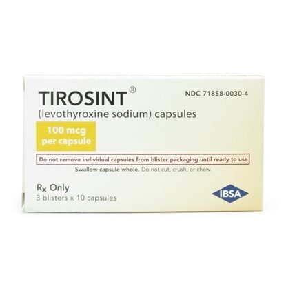Tirosint-Sol Oral Solution, 100mcg/Ampule,  SD,  30 (3x10) Ampules/Box