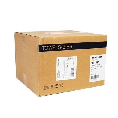 Pillow Towel, 3-Ply, 13 1/2" x 18", Poly-Back, White,  500/Case