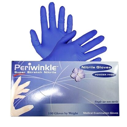 Gloves, Nitrile Synthetic P/F, Periwinkle, Blue, 100/Box