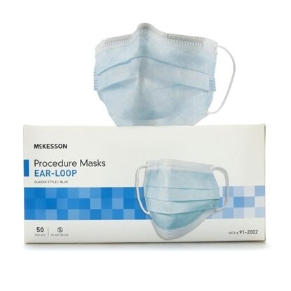 Mask, Medical, Procedure with Earloops, Blue, 50/Box