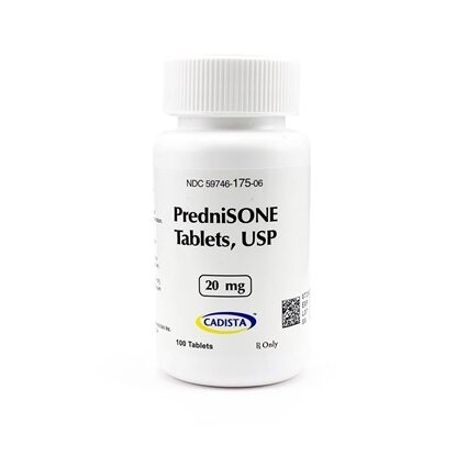 Prednisone, 20mg, 100 Tablets/Bottle