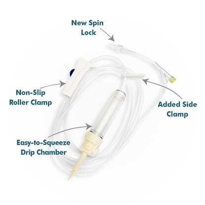 IV Administration Set, 15 Micron Filter, 20 drops/mL, 1 Y-Site, Slide Clamp, Spin-Lock, Latex-free, DEHP-free, 78", Vented Spike