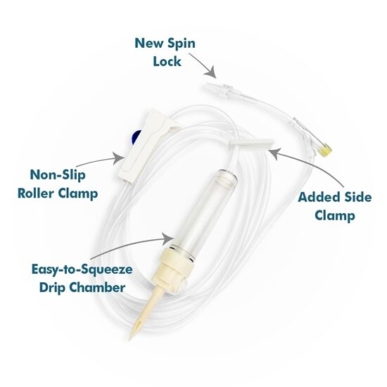 IV Administration Set 15 Micron Filter 20 dropsmL 1 YSite Slide Clamp SpinLock Latexfree DEHPfree 78 Vented Spike