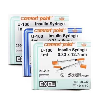 Insulin Syringe, Exel Comfort Point, 100/Box